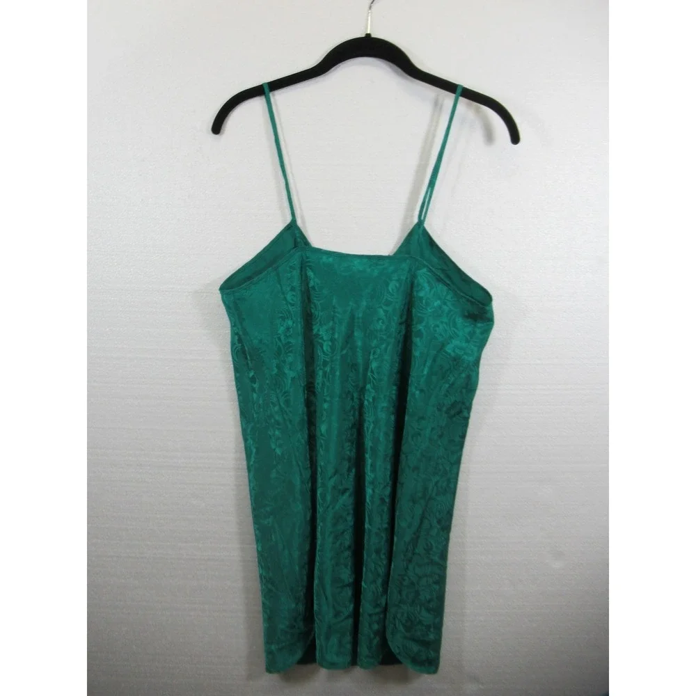 Vintage 90s Intimate Affair Satin Chemise Nightgown Women Medium Green